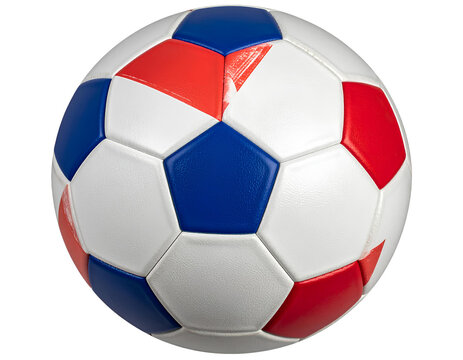 Firefly_Red white and blue textured handball with hexagonal panels isolated on a transparent