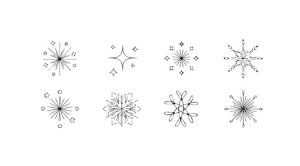 Collection of intricate snowflake silhouettes on a white background