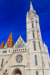 Fototapeta premium Church of the Assumption of the Buda Castle, more commonly known as the Matthias Church, is a Catholic church located in the Holy Trinity Square, Budapest, Hungary