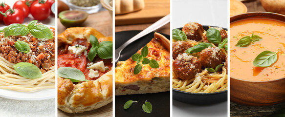 Seasoned taste. Collection of dishes with added herbs