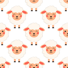 Fototapeta premium A cute cartoon sheep pattern for a fun baby design