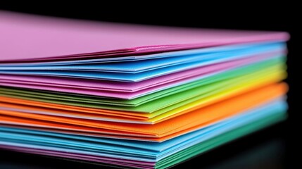 A stack of colorful paper sheets.