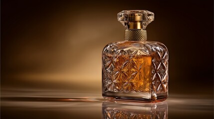 Sophisticated Essence: A meticulously crafted bottle of luxurious perfume casts a shadow on a reflective surface, offering a glimpse into the world of opulence and allure.