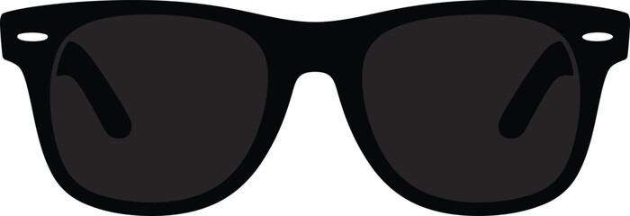 Classic black wayfarer sunglasses vector, stylish fashion accessory with dark lenses, modern sun protection eyewear illustration for summer and lifestyle design