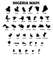 Obraz premium Detailed Vector Map of Nigeria Provinces and Regions