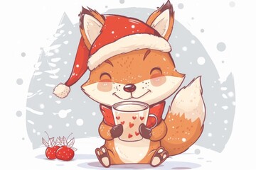 Cute Woodland Animal Enjoying Eggnog
