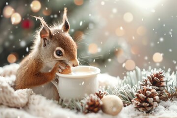 Woodland Creature Enjoys Eggnog