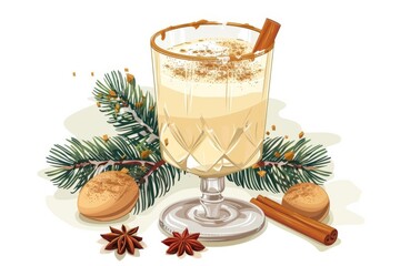 Fancy Egg Nog Glass Illustration