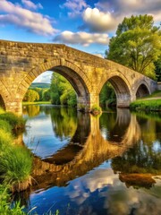 Fototapeta premium Ancient stone bridge over a river