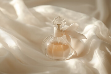 Luxurious Perfume Bottle on Soft Satin Fabric – Elegant, Inviting, and Sophisticated Branding Display