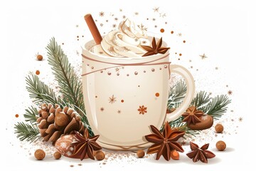 Festive Egg Nog Mug Illustration