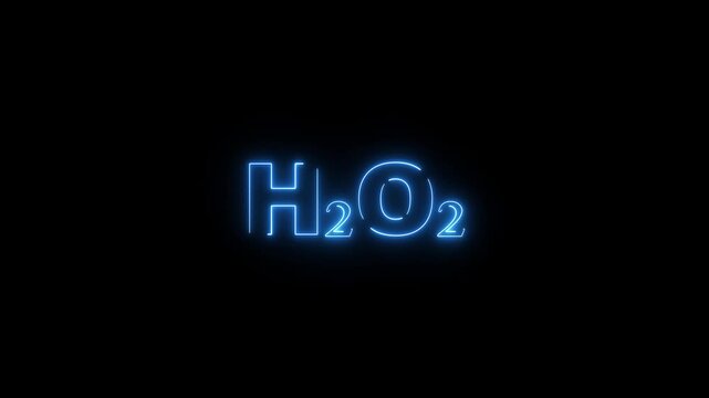 Blue Neon Chemical Formula H2 O2 Hydrogen Peroxide Molecule on Black Background H2O2 science