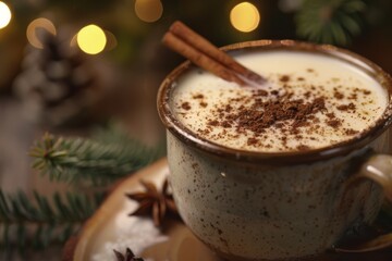 Close-Up of Luscious Eggnog with Cinnamon