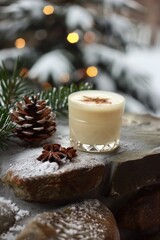 Cozy Wintry Scene with Eggnog
