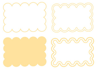 黄色いかわいい雲型と波線のフレームセット