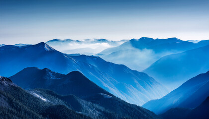 Obraz premium Majestic Blue Mountains With Smoky Sky Background