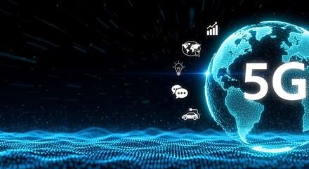 Global 5G Network Connection with Digital Technology Icons