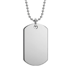 Blank silver dog tag pendant on a metal ball chain necklace