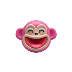 Laughing 3D Pink Monkey Emoji Face