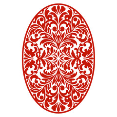 Red Calligraphy Oval Ornament