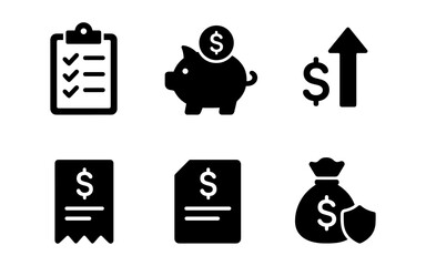 Financial elements icons for finance management and budget planning design