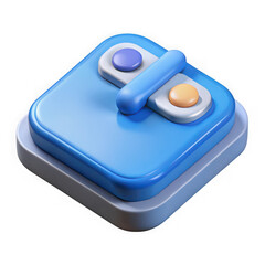 Stylized blue airplane toy isolated on transparent background