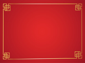 Asian traditional frame ornament, red outline vector template,Gold frame on a red background.