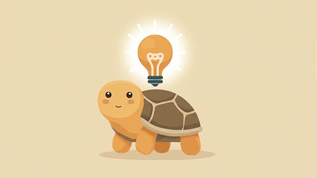 Cute turtle with lightbulb idea