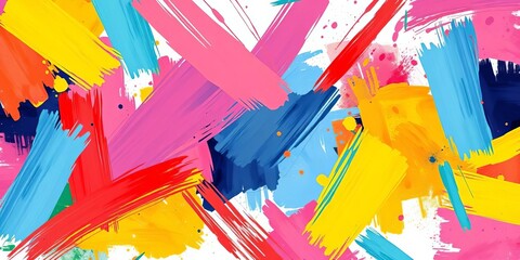 Vibrant, abstract background with dynamic brushstrokes and geometric shapes in a modern hand-drawn style,  strokes,  shapes