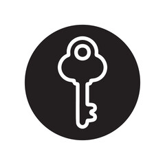 Key icon vector. Key logo design. Key vector icon illustration in circle isolated on white background