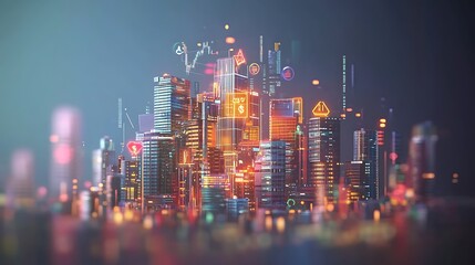 Futuristic Metropolis A Glimpse into the Smart City of Tomorrow with Financial Data and Tech