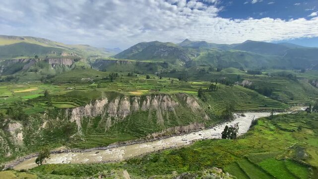 Colca Canyon, a river canyon in southern Peru famed as one of the world's deepest	