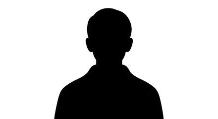 Silhouette of a person isolated on white background, head and shoulders