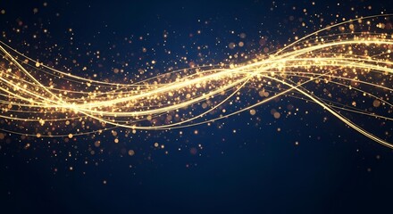 "Elegant Dark Blue & Golden Holiday Sparkle Background"