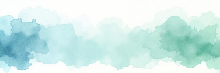 Watercolor texture in blue and green shades painted on paper to represent fluidity. Gentle watercolor texture mixes shades of blue and green, creating a smooth gradient.