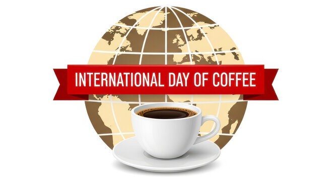 Celebrating international day of coffee with a cup of coffee and a globe illustration
