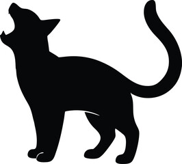 cat meowing feline silhouette vector, domestic cat meow icon illustration
