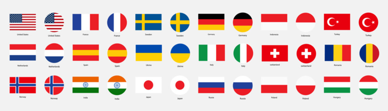 Flags of the world. Collection of flags. World flags. Vector icons