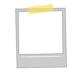  Hand-Drawn Style Blank Polaroid Photo Frame with Washi Tape