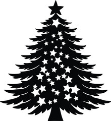 christmas tree silhouette vector, holiday evergreen illustration
