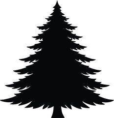 christmas tree winter celebration silhouette vector, seasonal tree icon illustration
