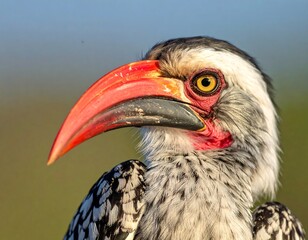 Close-up profile of a colorful hornbill
