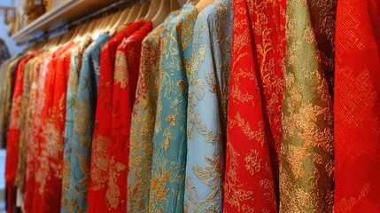 Colorful Fabric Rolls Displayed in a Tailoring Boutique