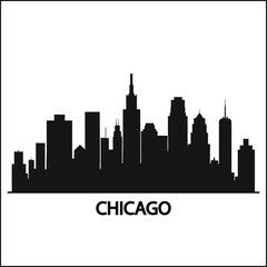 Fototapeta premium Chicago City Skyline Silhouette with Iconic Skyscrapers