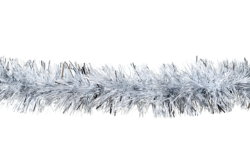 Shiny silver tinsel isolated on white background