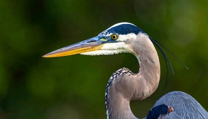 Close-up profile of a Great Blue Heron