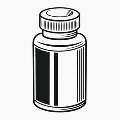Fototapeta premium Black and White Prescription Medicine Bottle Silhouette Design