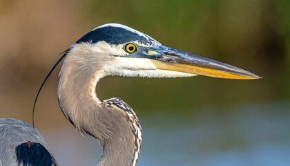 Close-up profile of a heron