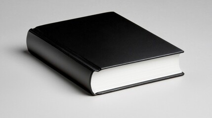 A black book with a white spine.