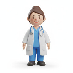 Fototapeta premium Female 3d character icon of smiling doctor with stethoscope